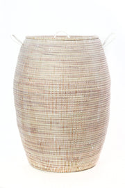 Senegalese Tall White Bongo Hamper Basket Set of (2)