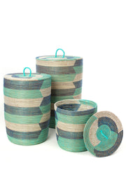 Set of Three (3) Blue Sahara Hamper Baskets