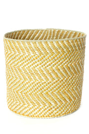 Yellow & Natural Maila Milulu Reed Baskets Set of (3)