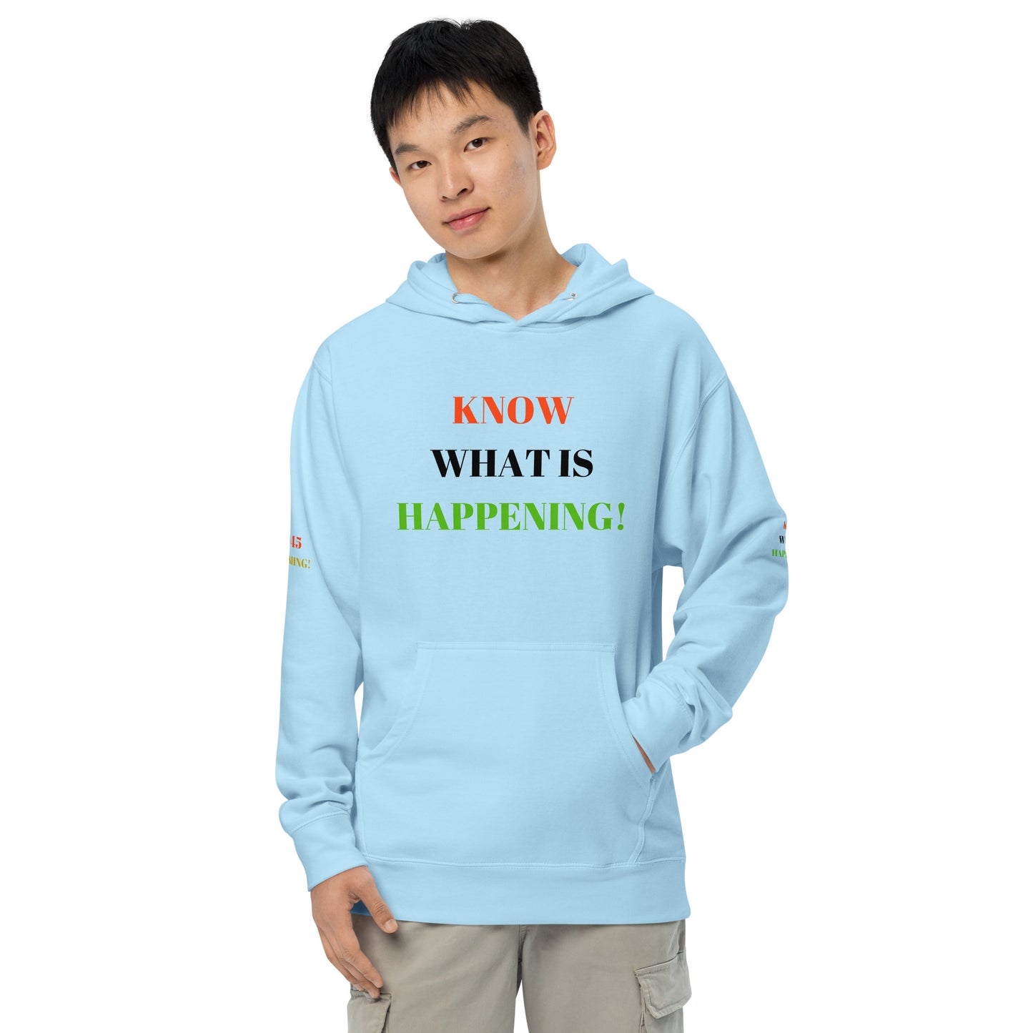 KNOW WHAT IS HAPPENING! Unisex Midweight Hoodie by SobG Designs