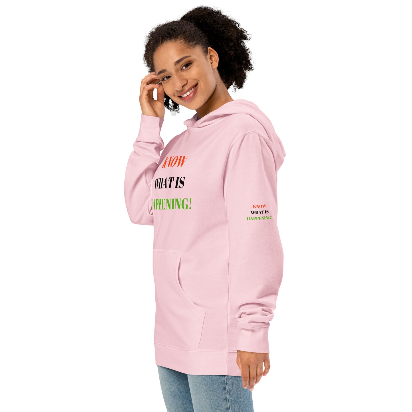 KNOW WHAT IS HAPPENING! Unisex Midweight Hoodie by SobG Designs