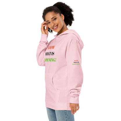 KNOW WHAT IS HAPPENING! Unisex Midweight Hoodie by SobG Designs
