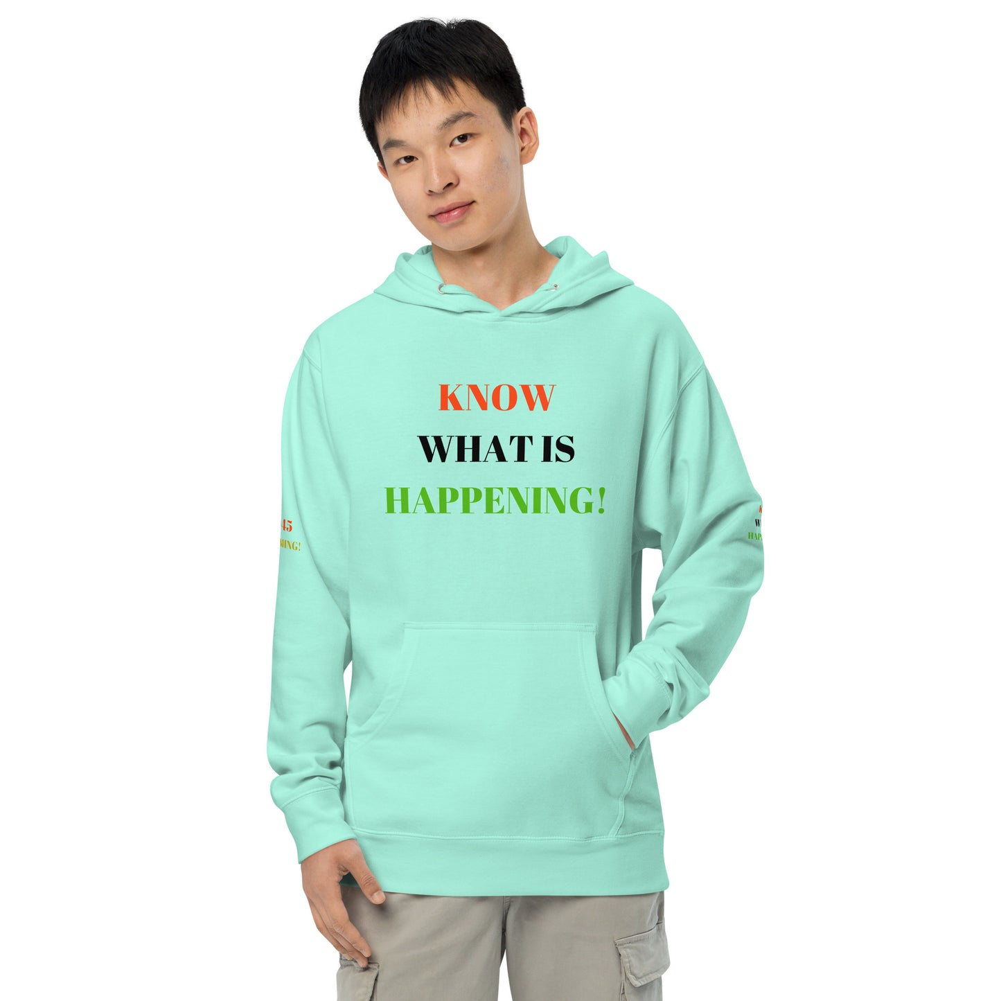KNOW WHAT IS HAPPENING! Unisex Midweight Hoodie by SobG Designs