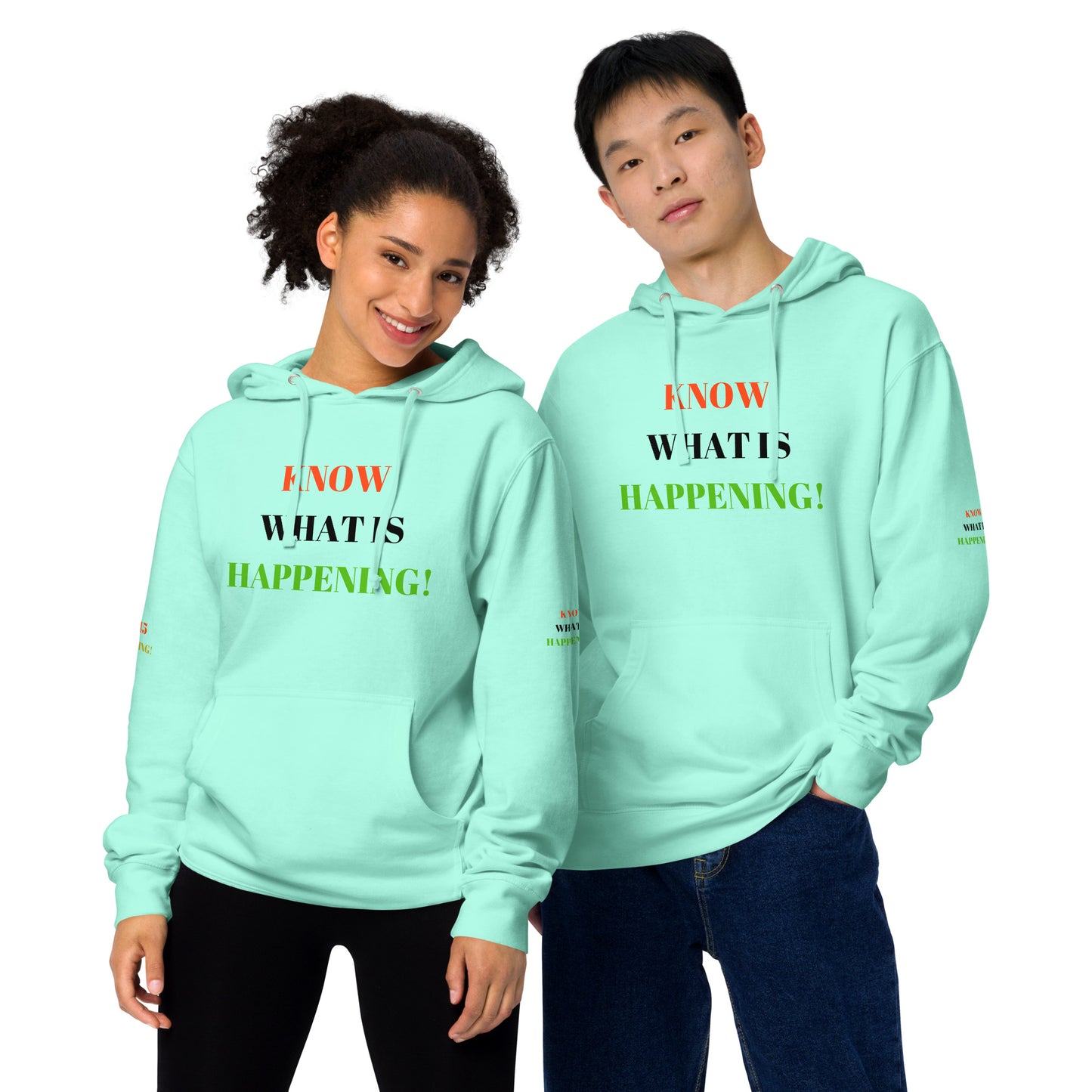 KNOW WHAT IS HAPPENING! Unisex Midweight Hoodie by SobG Designs