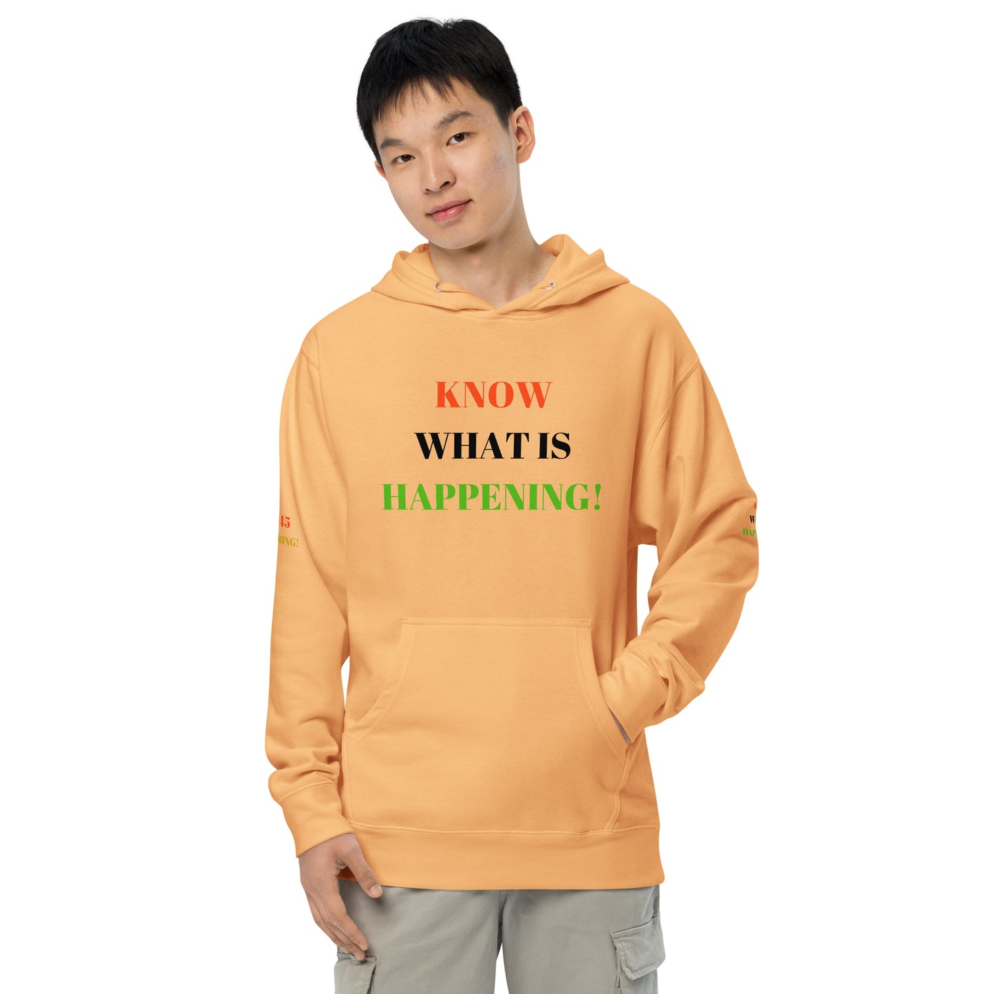 KNOW WHAT IS HAPPENING! Unisex Midweight Hoodie by SobG Designs