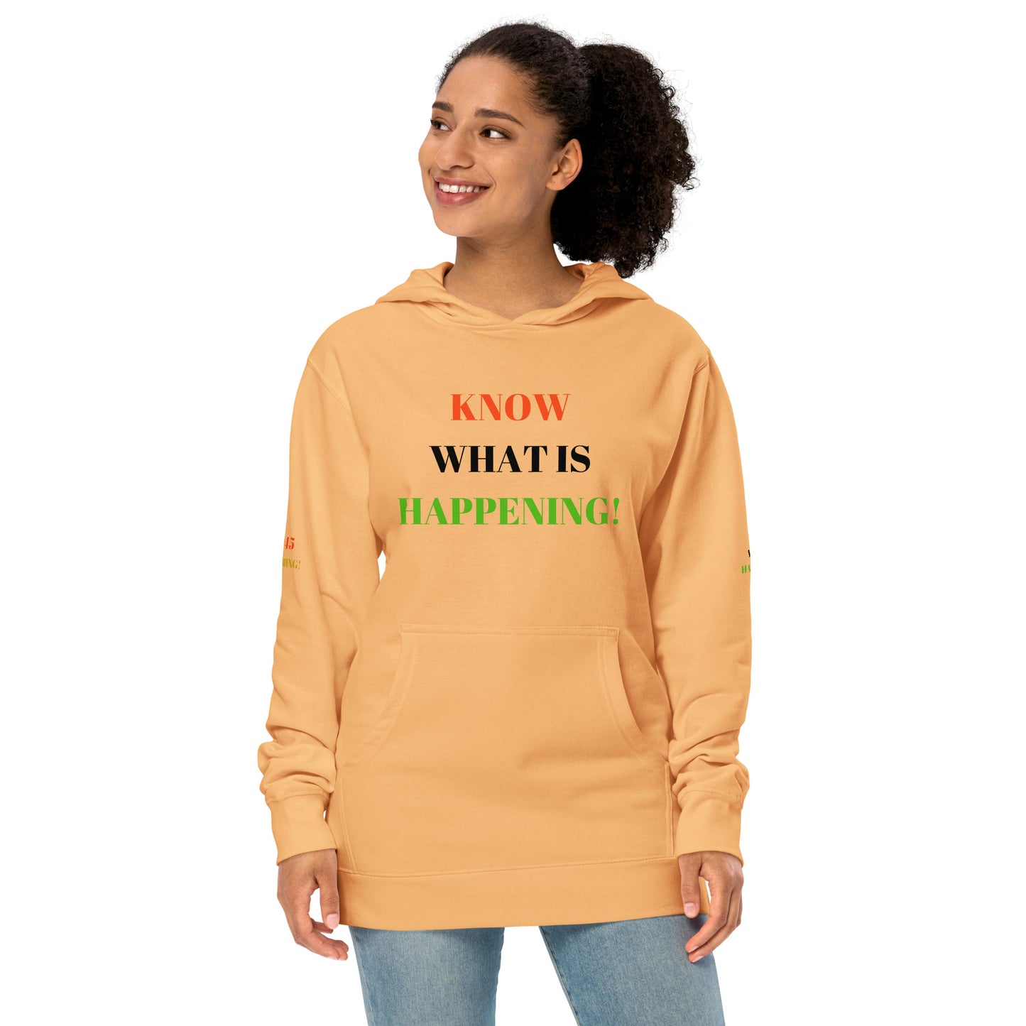 KNOW WHAT IS HAPPENING! Unisex Midweight Hoodie by SobG Designs