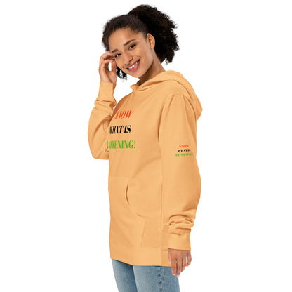 KNOW WHAT IS HAPPENING! Unisex Midweight Hoodie by SobG Designs