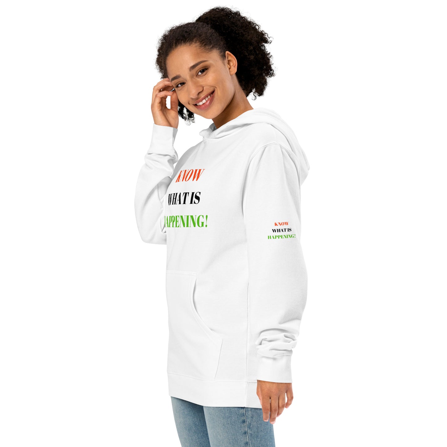 KNOW WHAT IS HAPPENING! Unisex Midweight Hoodie by SobG Designs