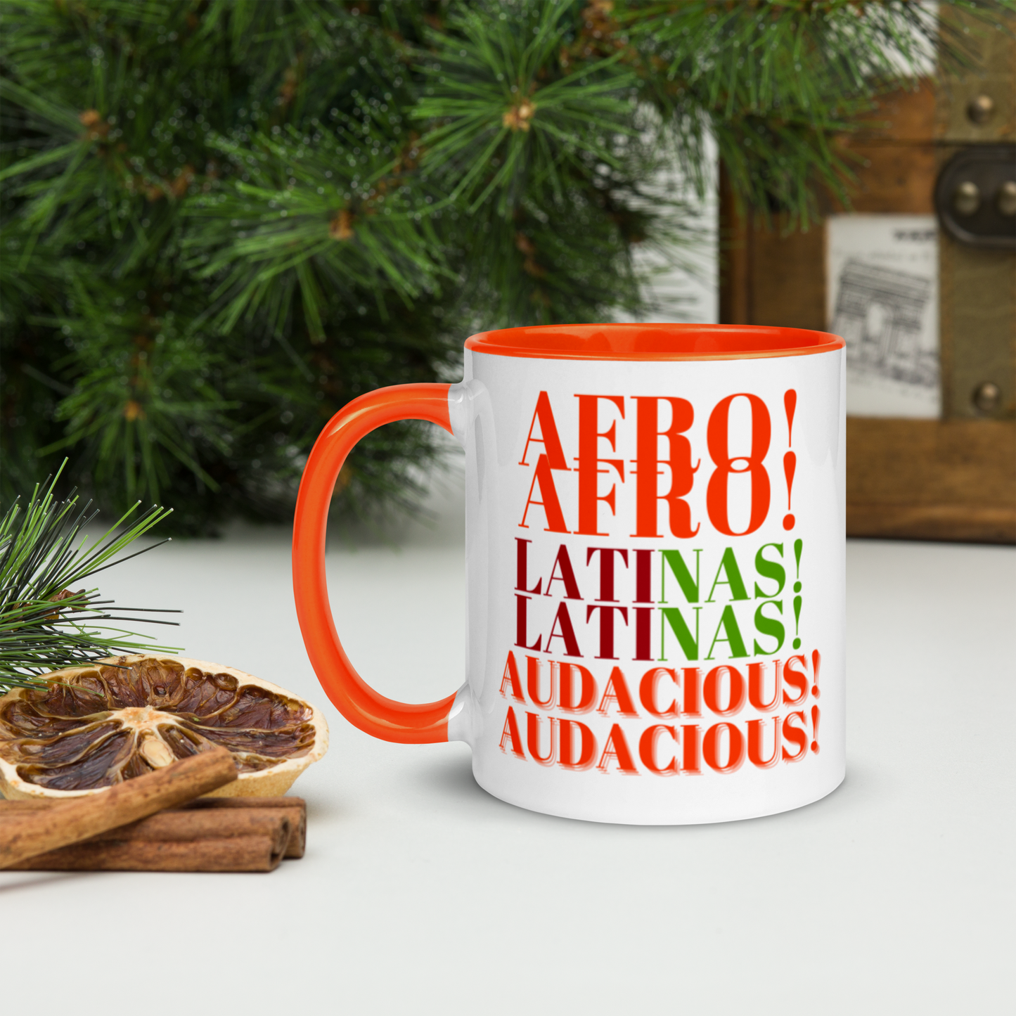 AFRO! LATINAS! AUDACIOUS! Mug with Color Inside by SobG designs