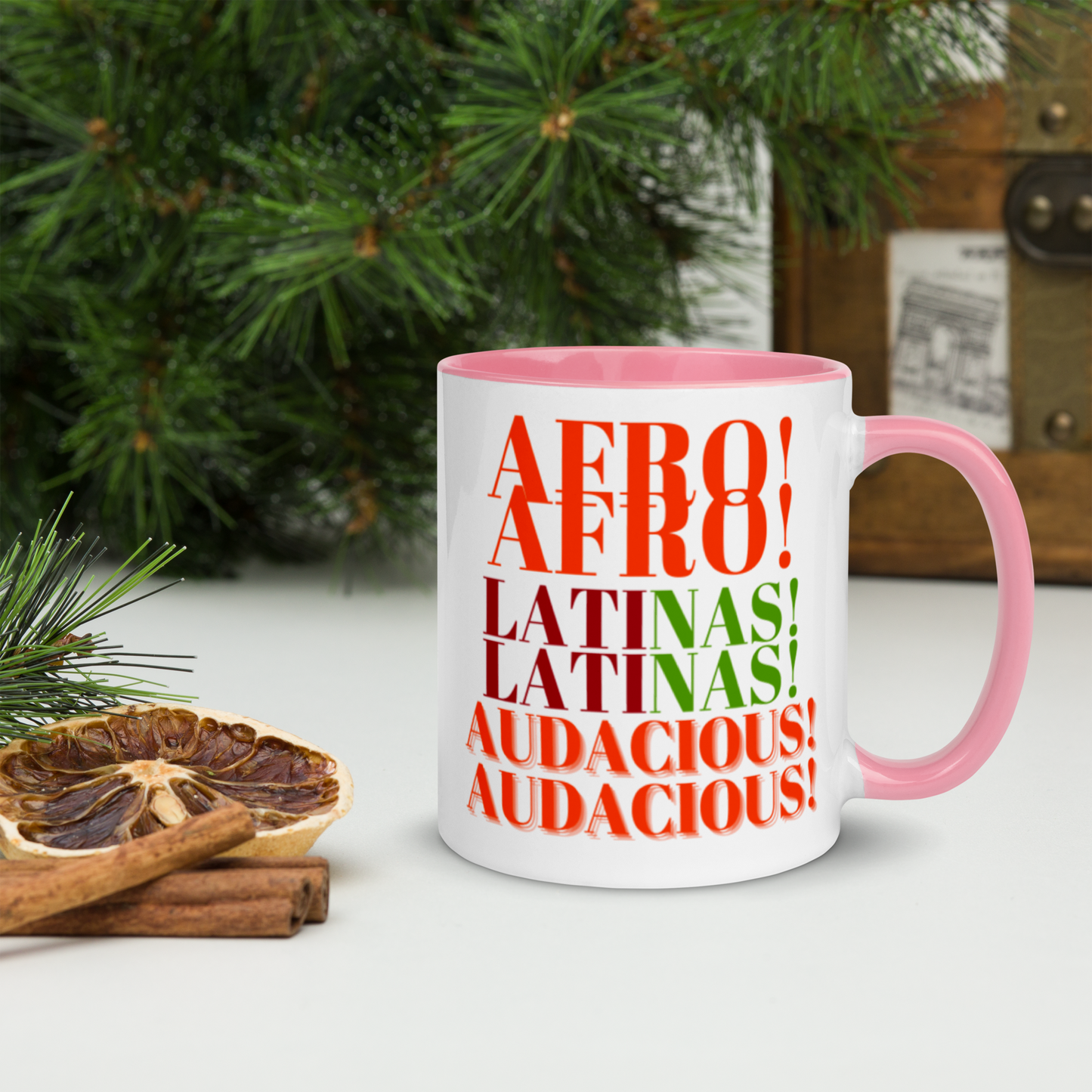 AFRO! LATINAS! AUDACIOUS! Mug with Color Inside by SobG designs