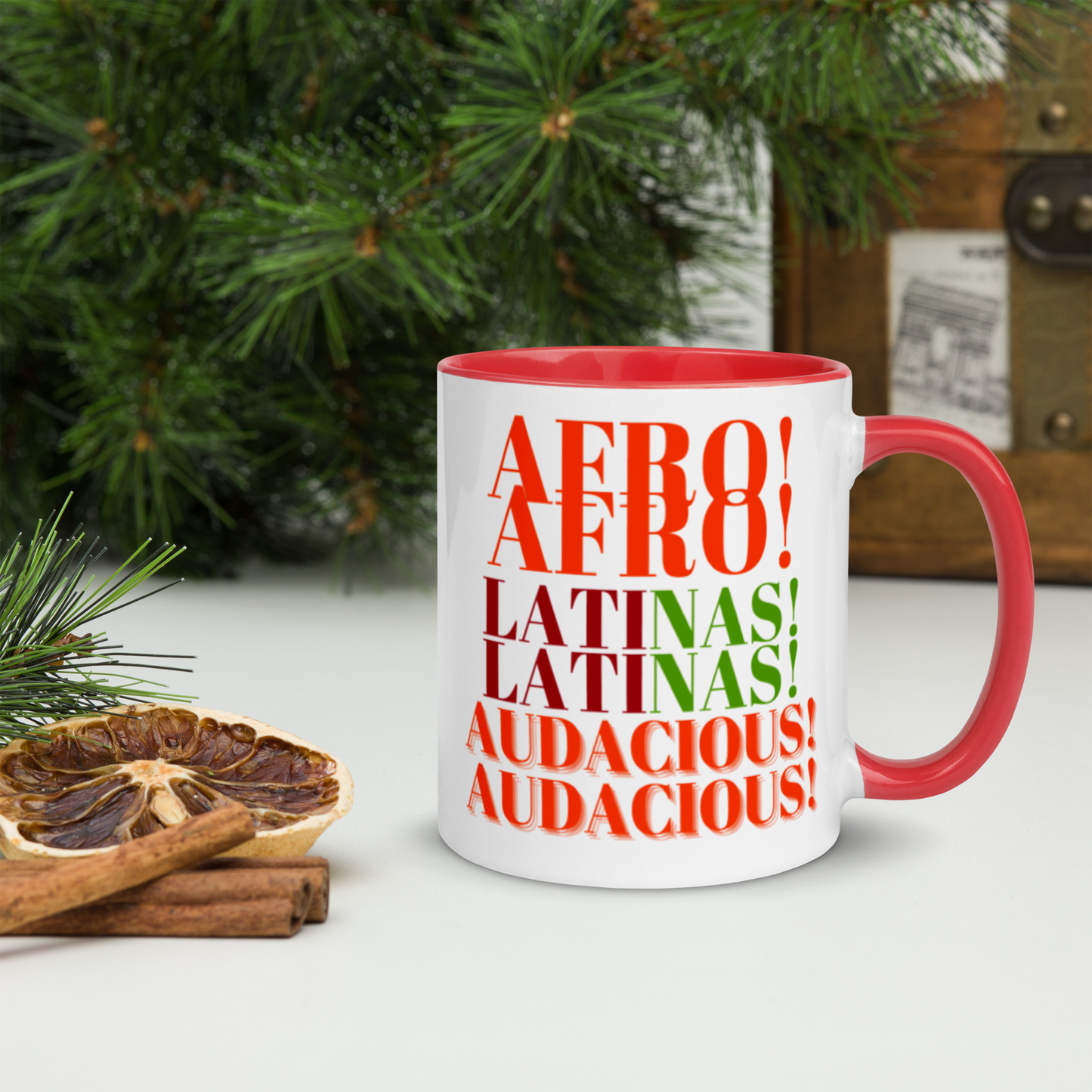 AFRO! LATINAS! AUDACIOUS! Mug with Color Inside by SobG designs