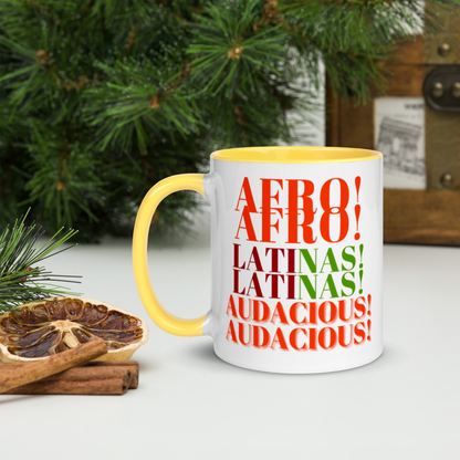 AFRO! LATINAS! AUDACIOUS! Mug with Color Inside by SobG designs
