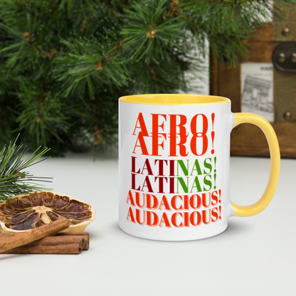 AFRO! LATINAS! AUDACIOUS! Mug with Color Inside by SobG designs